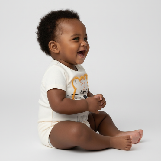 Macacão Curto Leãozinho | Marfim em Meia Malha