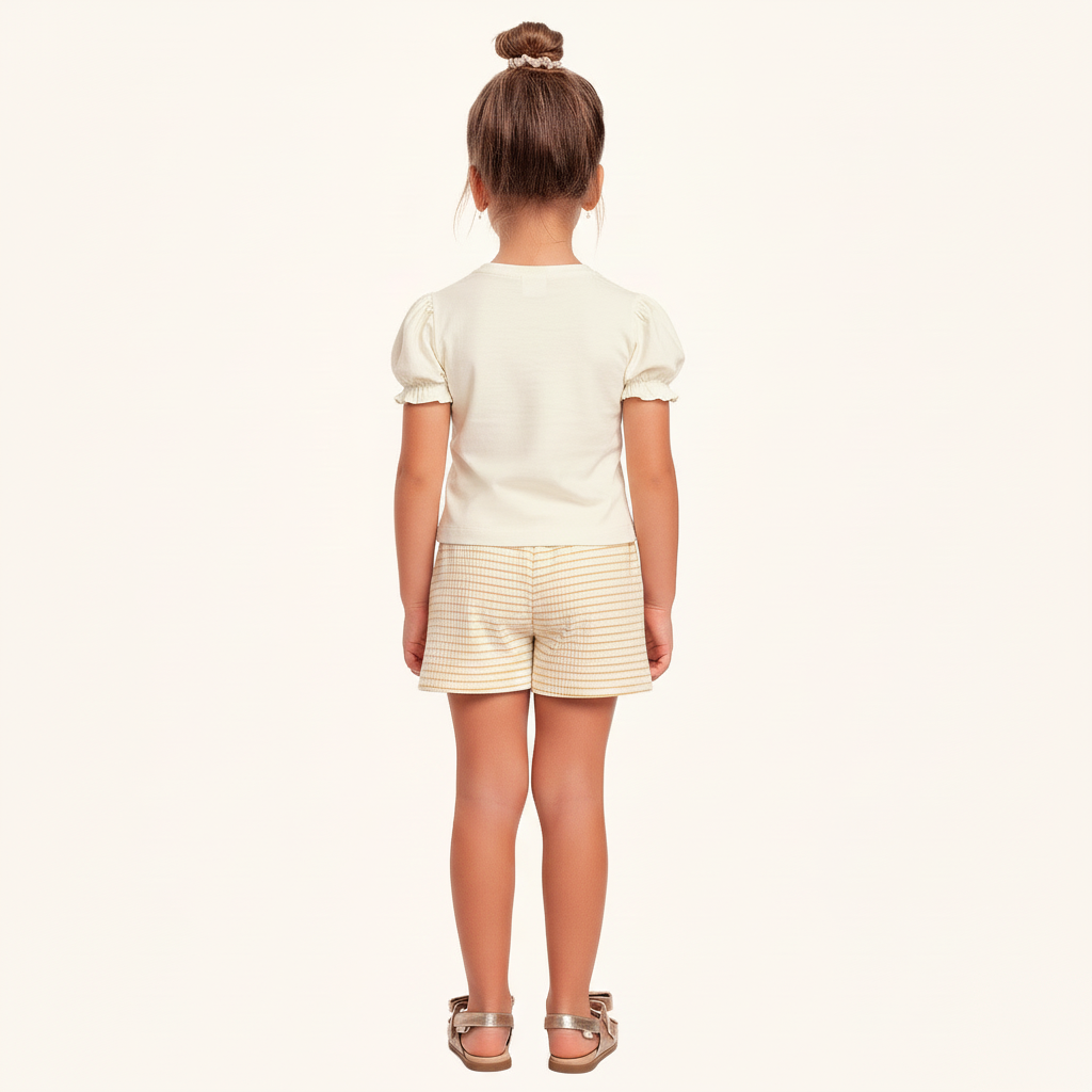 Conjunto Infantil Bee Kind | Blusa Abelha e Short Lurex