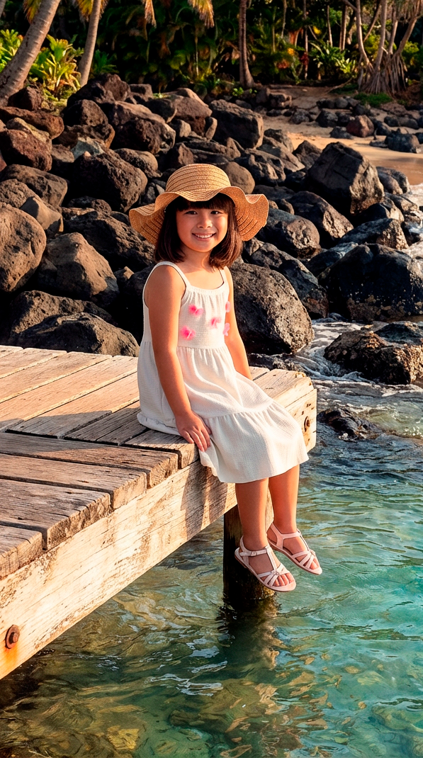 Vestido Infantil Baunilha c/ Flores | Malha Florence Algodão