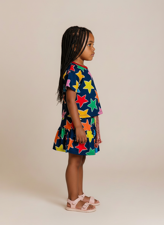 Conjunto Infantil Estrelas | Blusa e Shortinho Larguinho