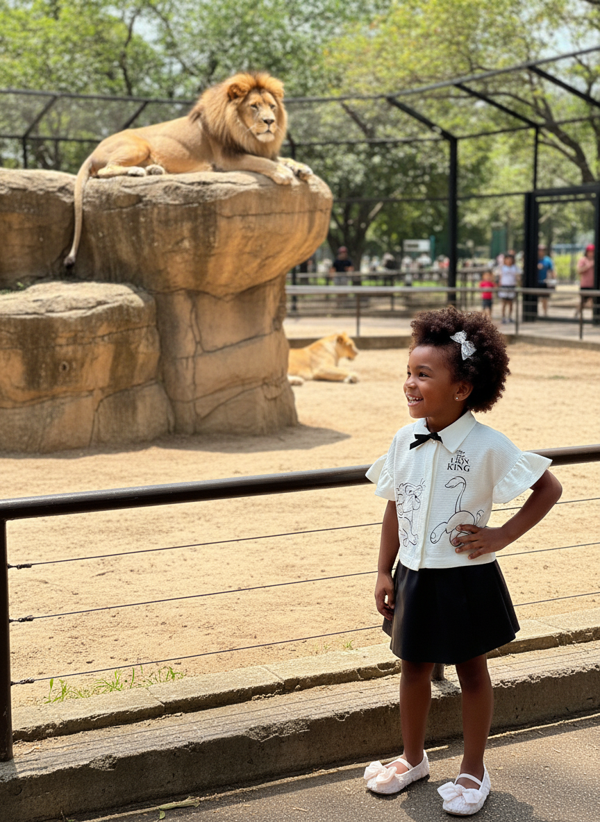 Camisa Infantil Rei Leão Disney | Malha Marfim com Laço