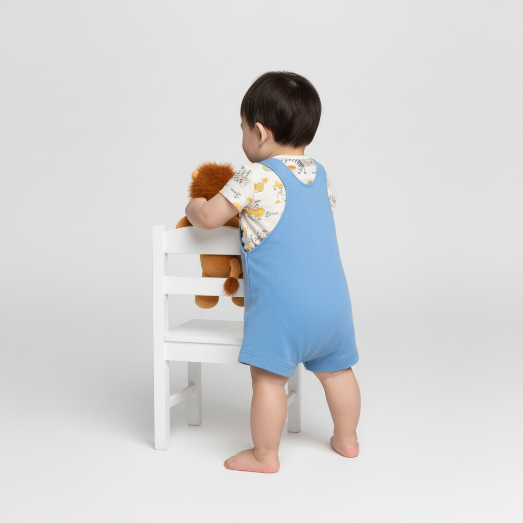 Conjunto Bebê Menino Leãozinho | Body e Jardineira Azul