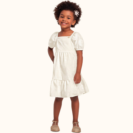 Vestido Infantil Branco Bordado | Ano Novo Fakini