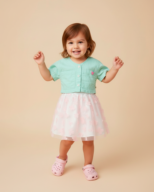 Camisa Infantil Verde-Água Alphabeto | Coração e Botões