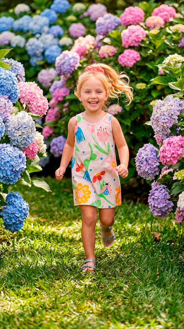 Vestido Infantil Jardim Baunilha | Algodão Meia Malha