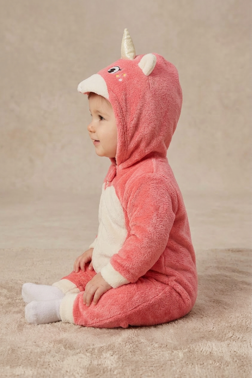 Macacão Kigurumi Unicórnio Bebê Rosa | Fakini