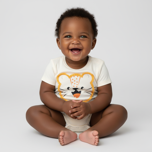 Macacão Curto Leãozinho  | Marfim em Meia Malha