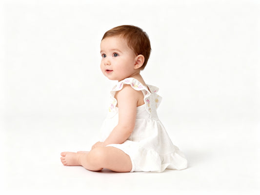 Body Manga Curta Reveillon | Malha Florence Marfim c/ Babado