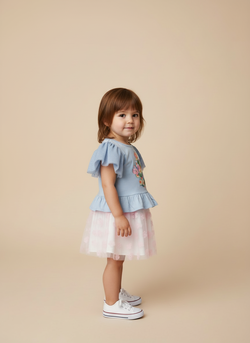 Blusa Alphabeto Brilho | Manga Bufante 100% Algodão