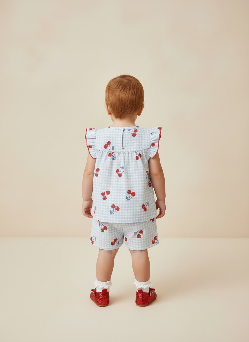 Conjunto Infantil Lollix | Cereja Xadrez de Babados e Poá