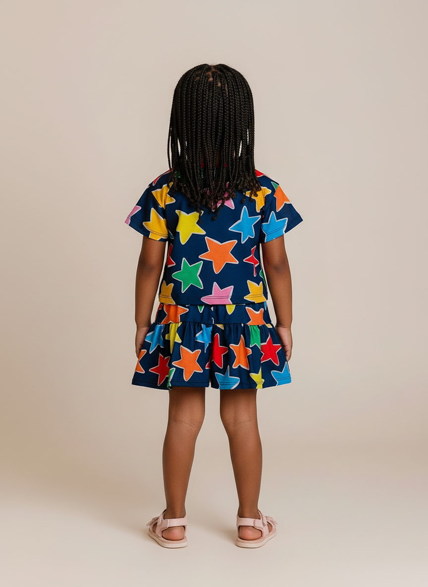 Conjunto Infantil Estrelas | Blusa e Shortinho Larguinho