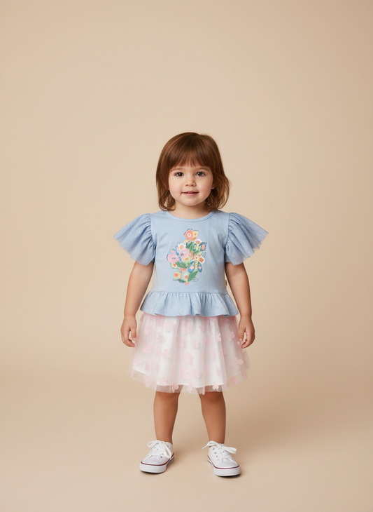 Blusa Alphabeto Brilho | Manga Bufante 100% Algodão