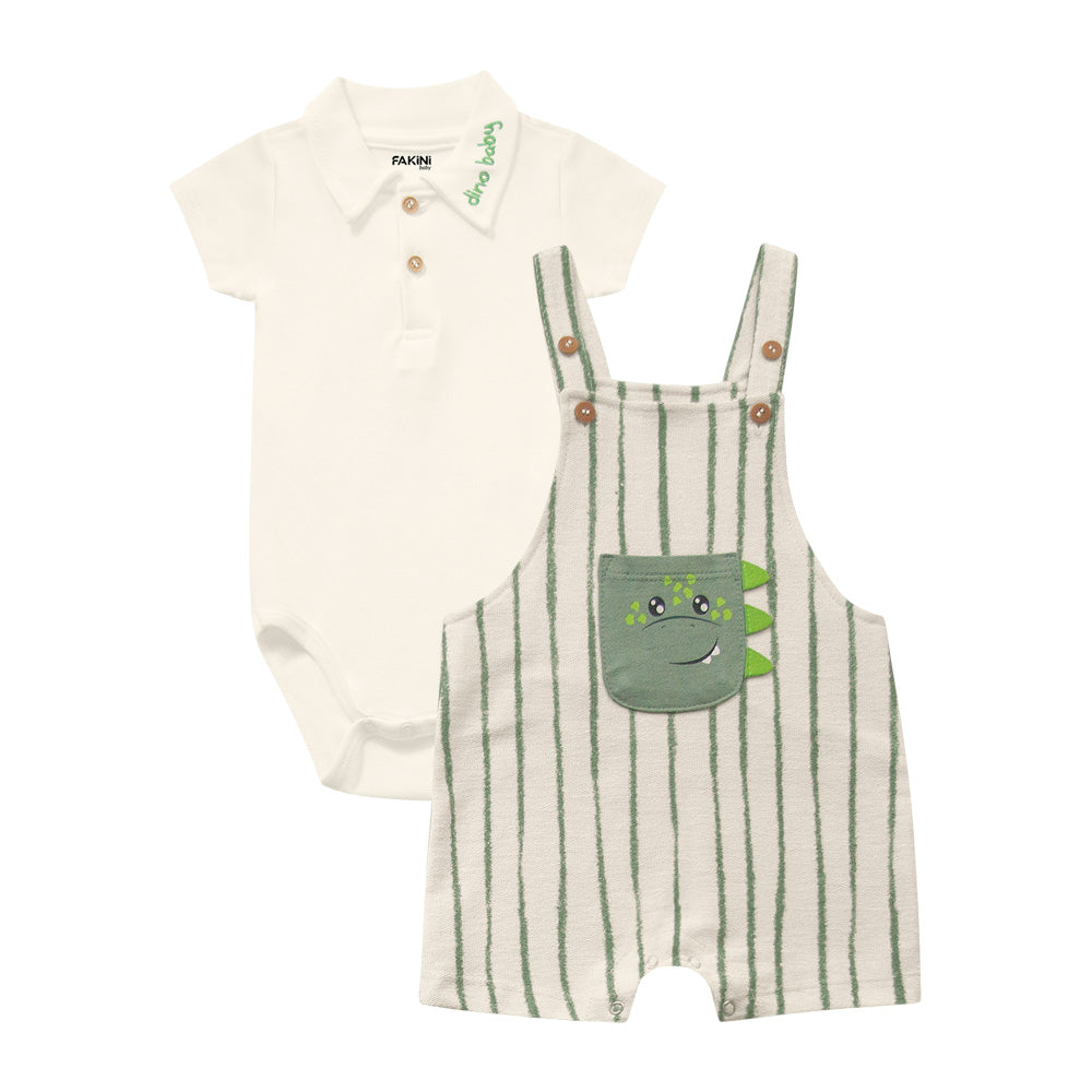 Conjunto Body e Macacão Curto Dino | Bolso e Sensorial
