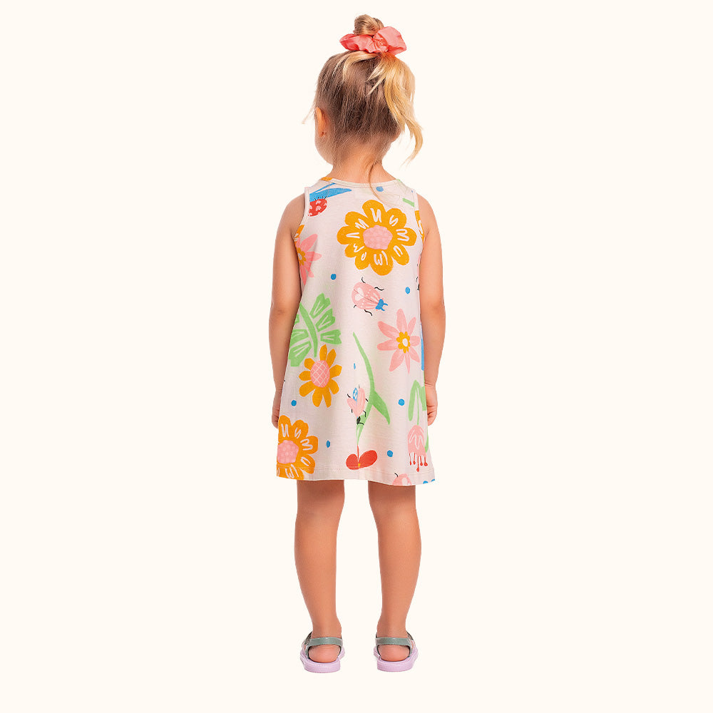 Vestido Infantil  Jardim Baunilha | Algodão Meia Malha