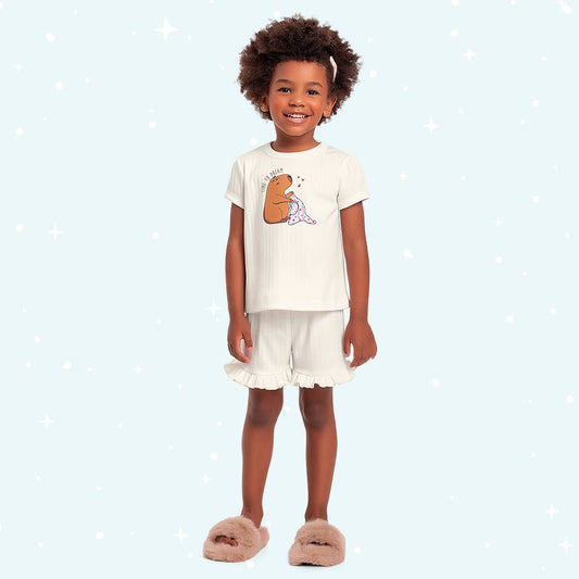 Pijama Infantil Capivara Brilha Escuro | Malha Pointelle