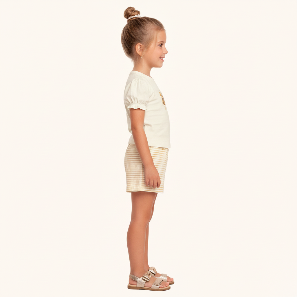 Conjunto Infantil Bee Kind | Blusa Abelha e Short Lurex