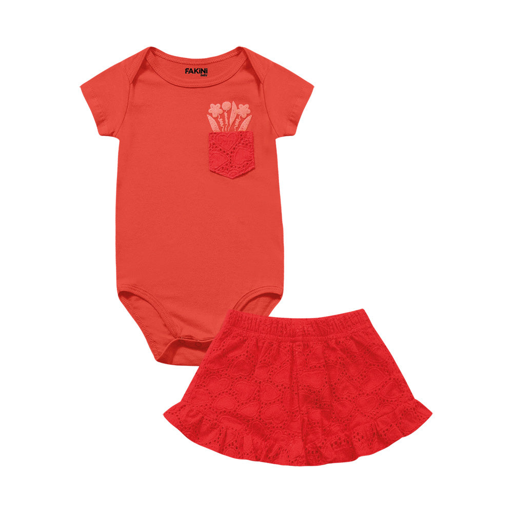Conjunto Body e Short Laise Vermelho | Short em Laise