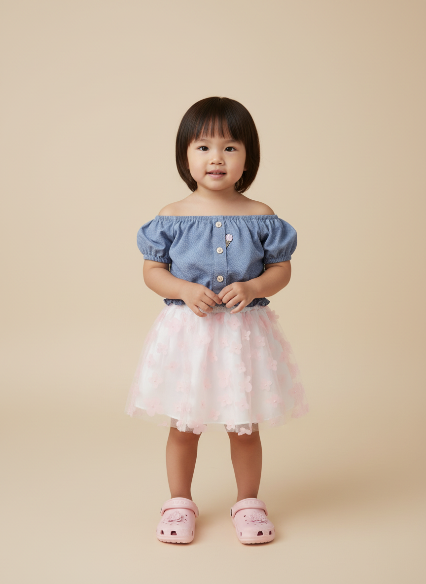 Blusa Infantil Jeans Molinho Alphabeto | Ombro a Ombro