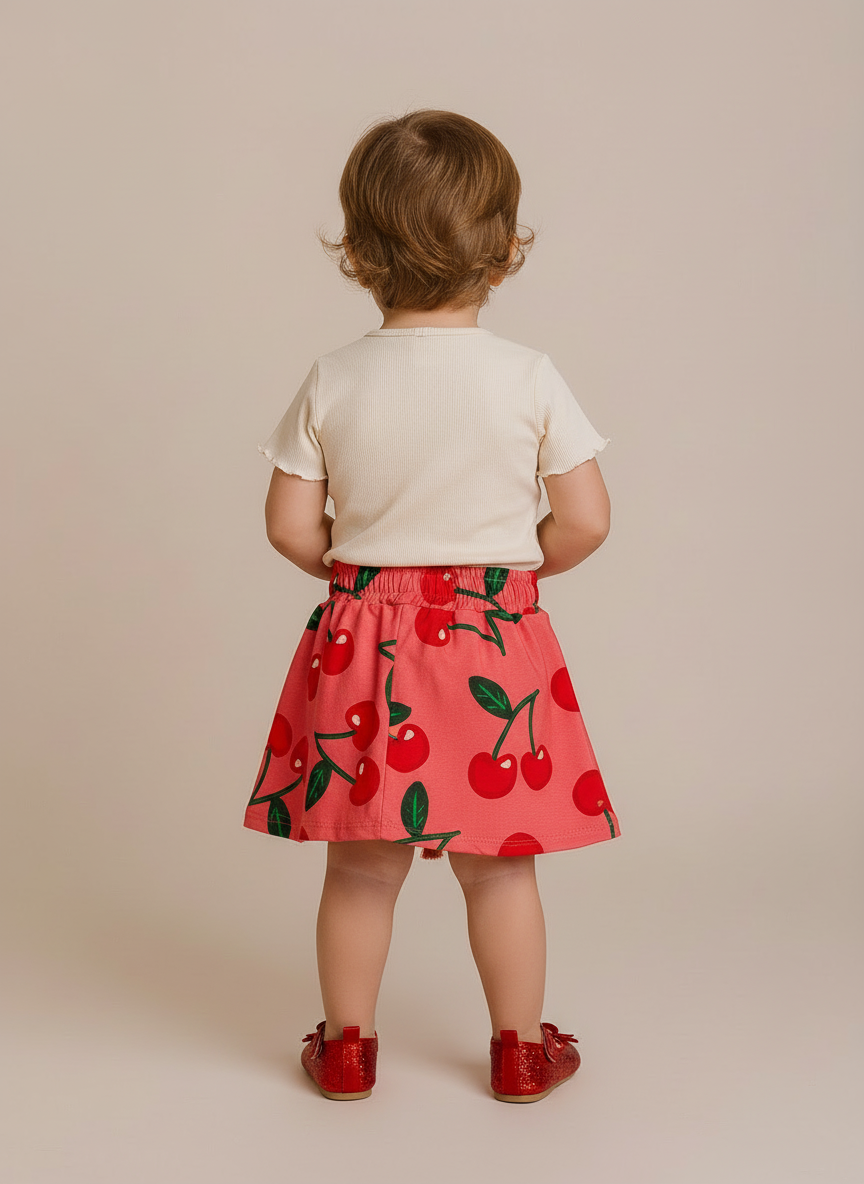 Conjunto Infantil Cerejinha | Blusa Bordada e Short Soltinho