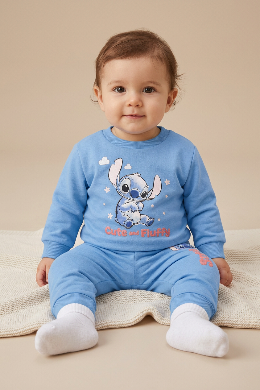 Conjunto Infantil Stitch Azul Claro Bebê | Fakini