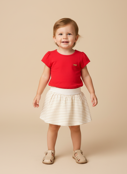 Conjunto Infantil Natal | Saia Lurex com Short Interno