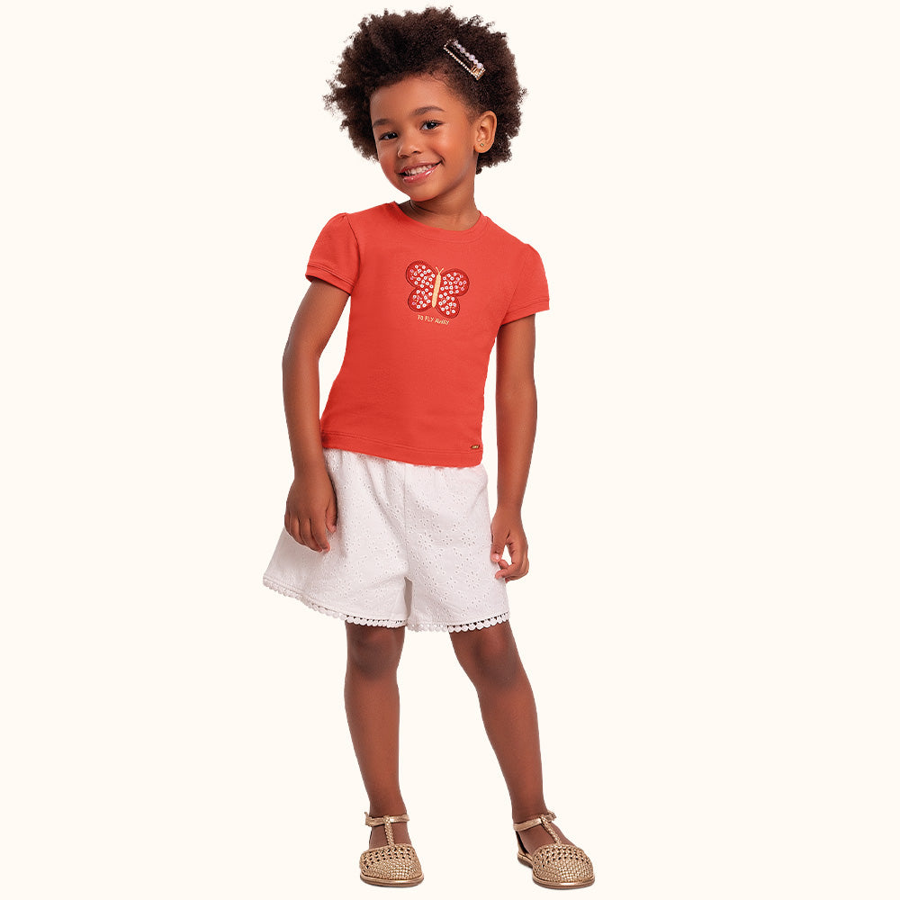 Blusa Vermelha de Borboleta Bordada c/ Lantejoulas | Fakini