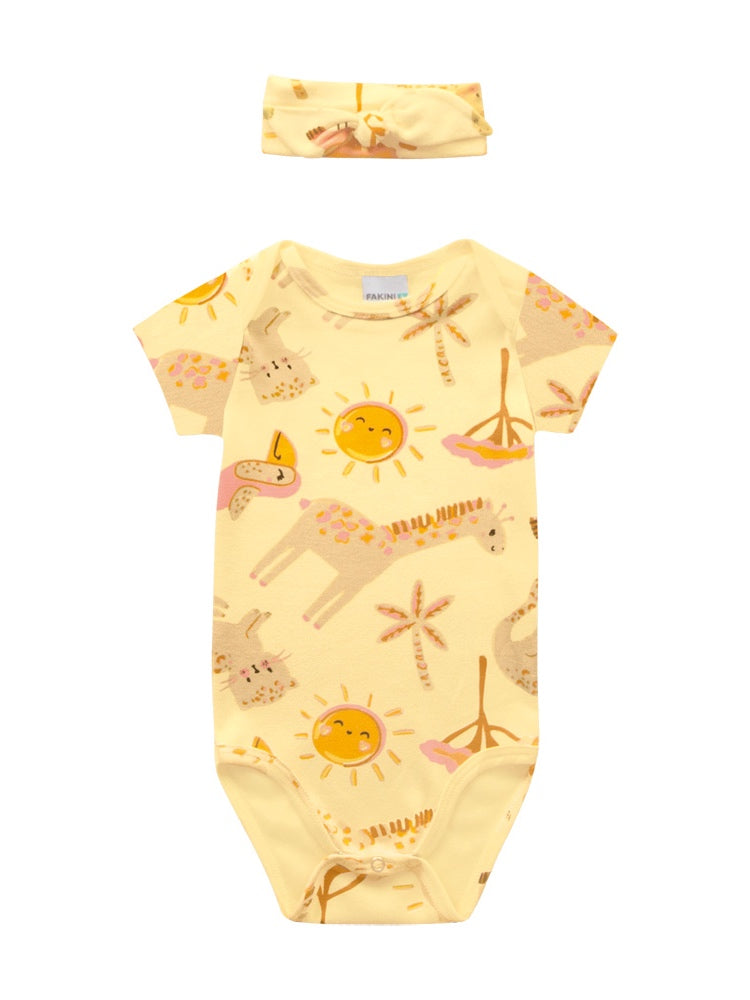 Conjunto Bebê Menina Safari | Body e Faixa de Cabelo Safari