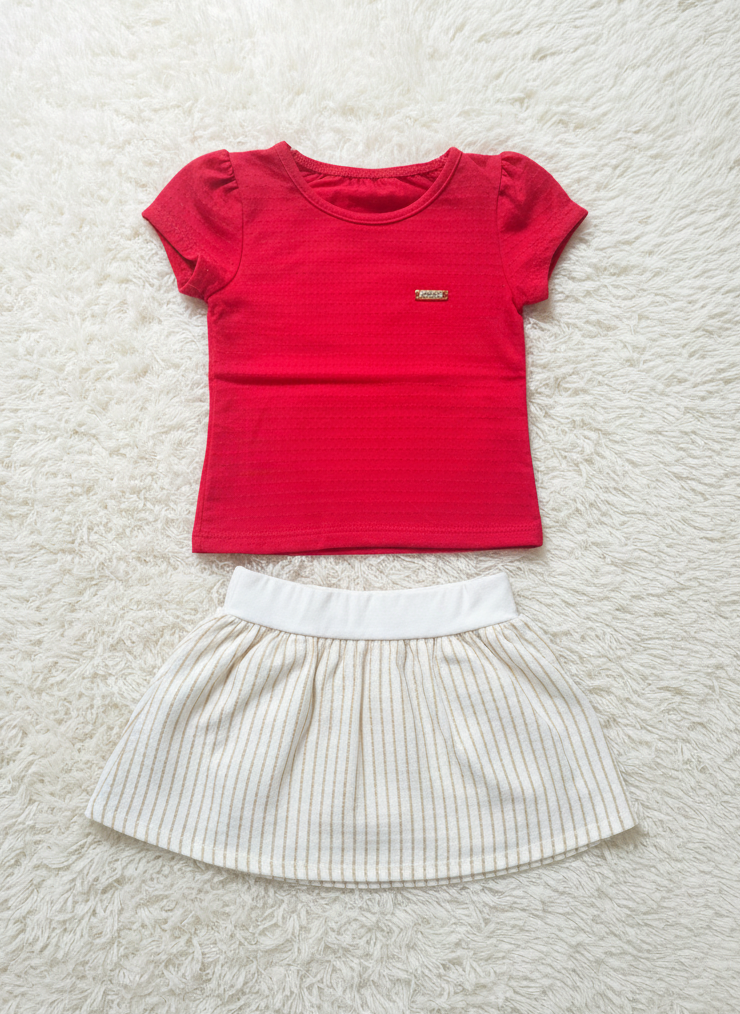 Conjunto Infantil Natal | Saia Lurex com Short Interno