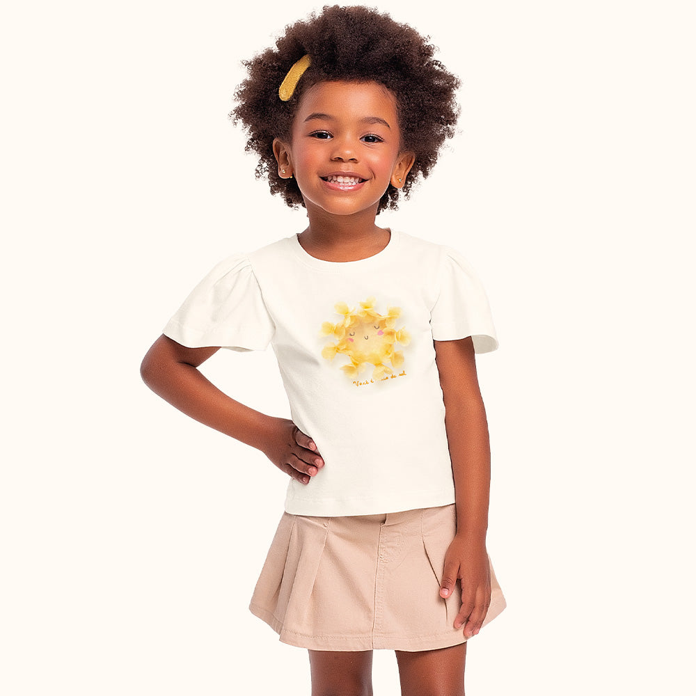 Blusa Infantil Meu Solzinho | Aplique Interativo de Organza
