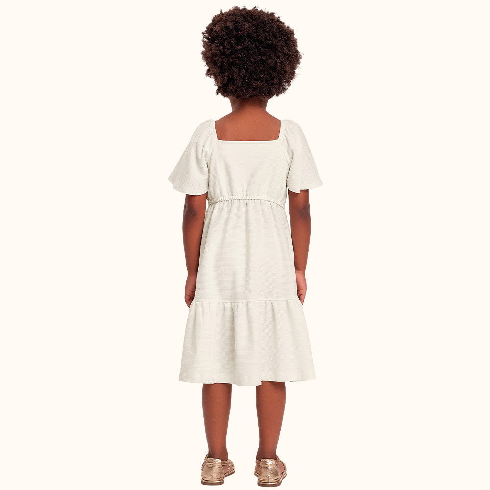 Vestido Infantil Amazônia | Malha Florence Marfim e Verde