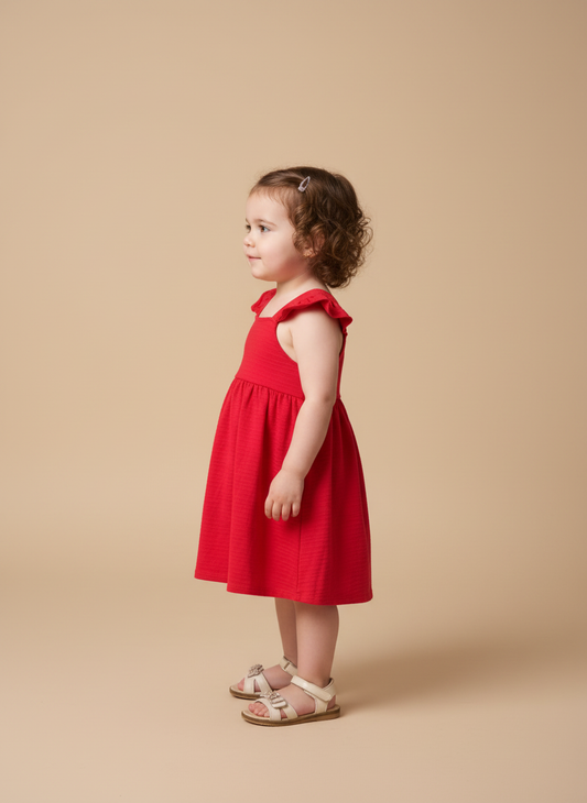 Vestido Infantil Natal | Alças com Babados - TAM 3