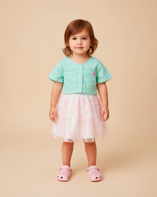 Camisa Infantil Verde-Água Alphabeto | Coração e Botões