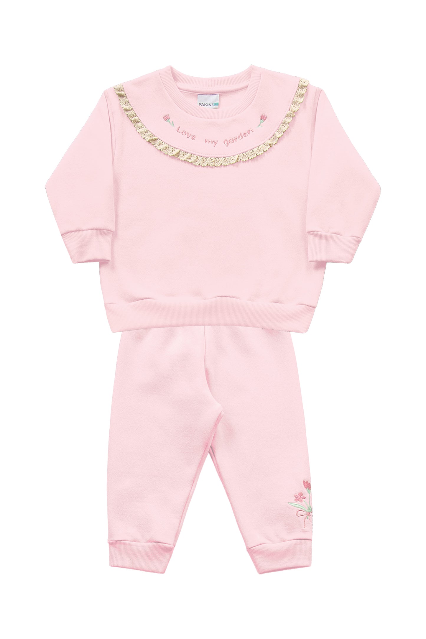 Conjunto Bebê Rosa Fakini | Love my Garden com Babados