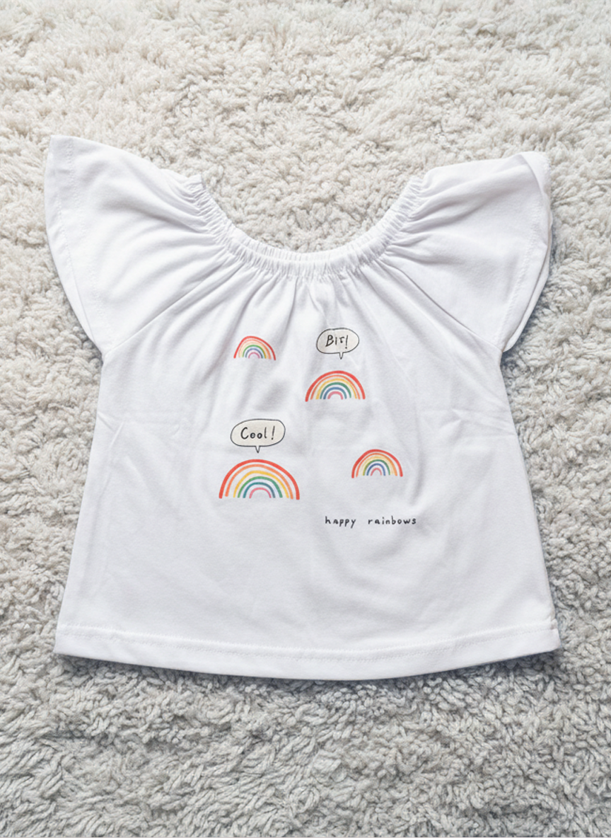 Blusa Infantil Branca Alphabeto | Manga Ombro a Ombro