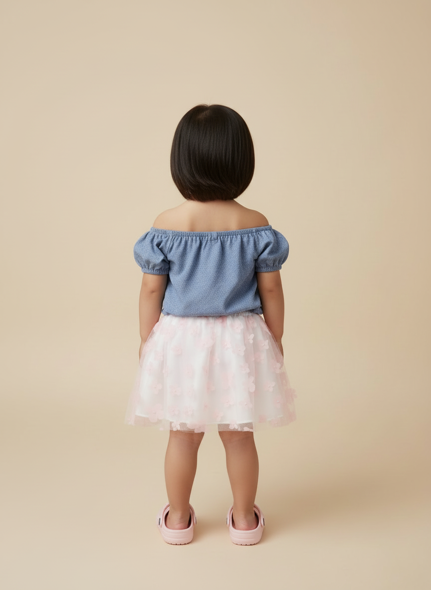 Blusa Infantil Jeans Molinho Alphabeto | Ombro a Ombro