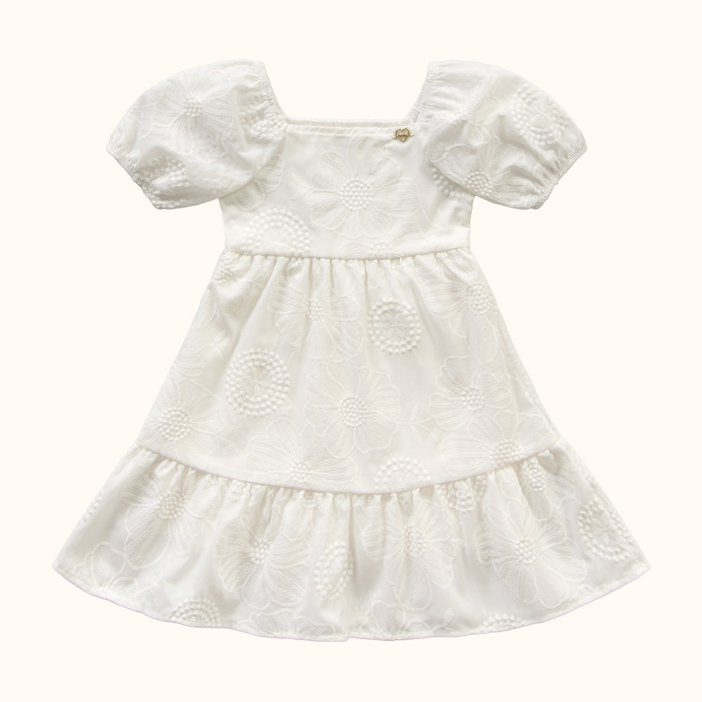 Vestido Infantil Branco Bordado | Ano Novo Fakini