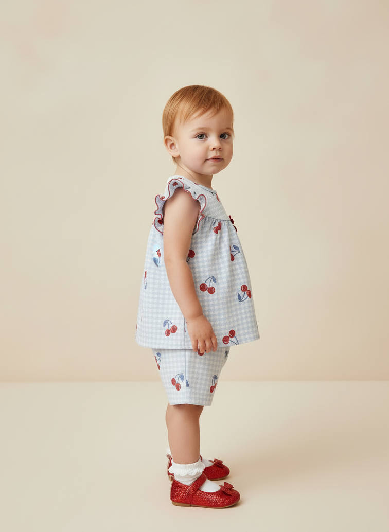 Conjunto Infantil Lollix | Cereja Xadrez de Babados e Poá