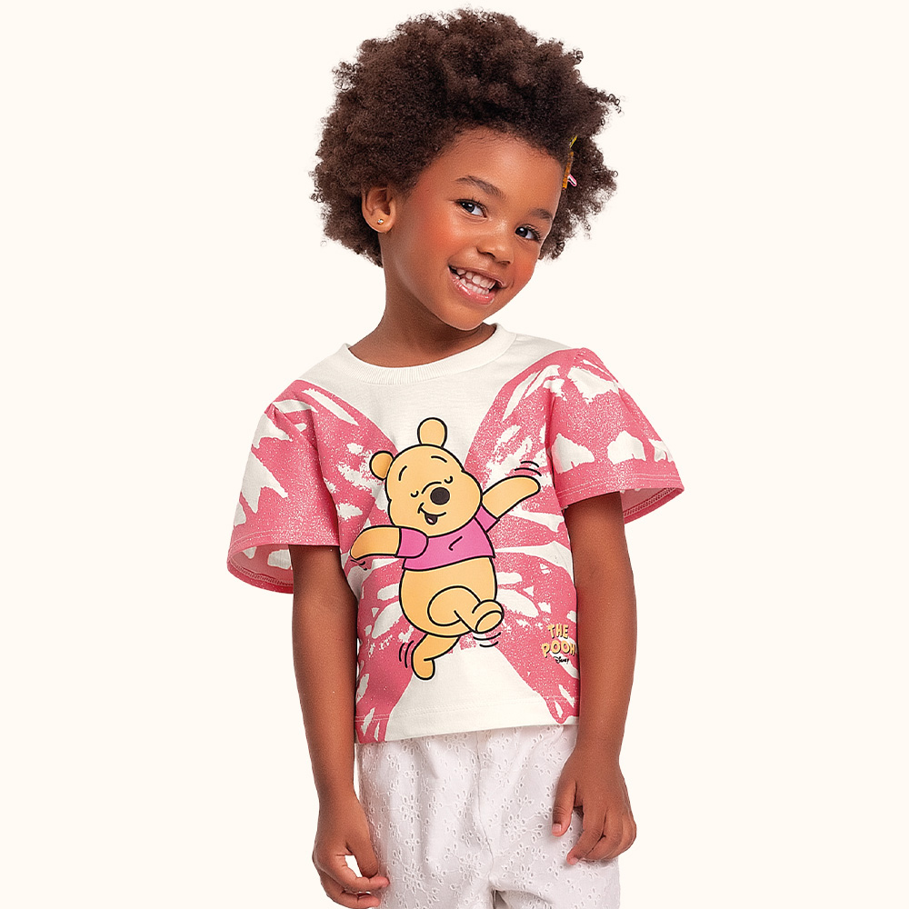 Blusa Infantil Ursinho Pooh Disney | Estampa com Glitter
