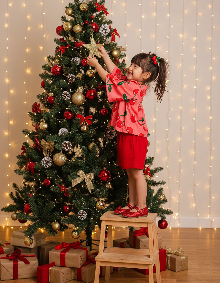 Conjunto Infantil Cerejas | Blusa e Short Vermelho