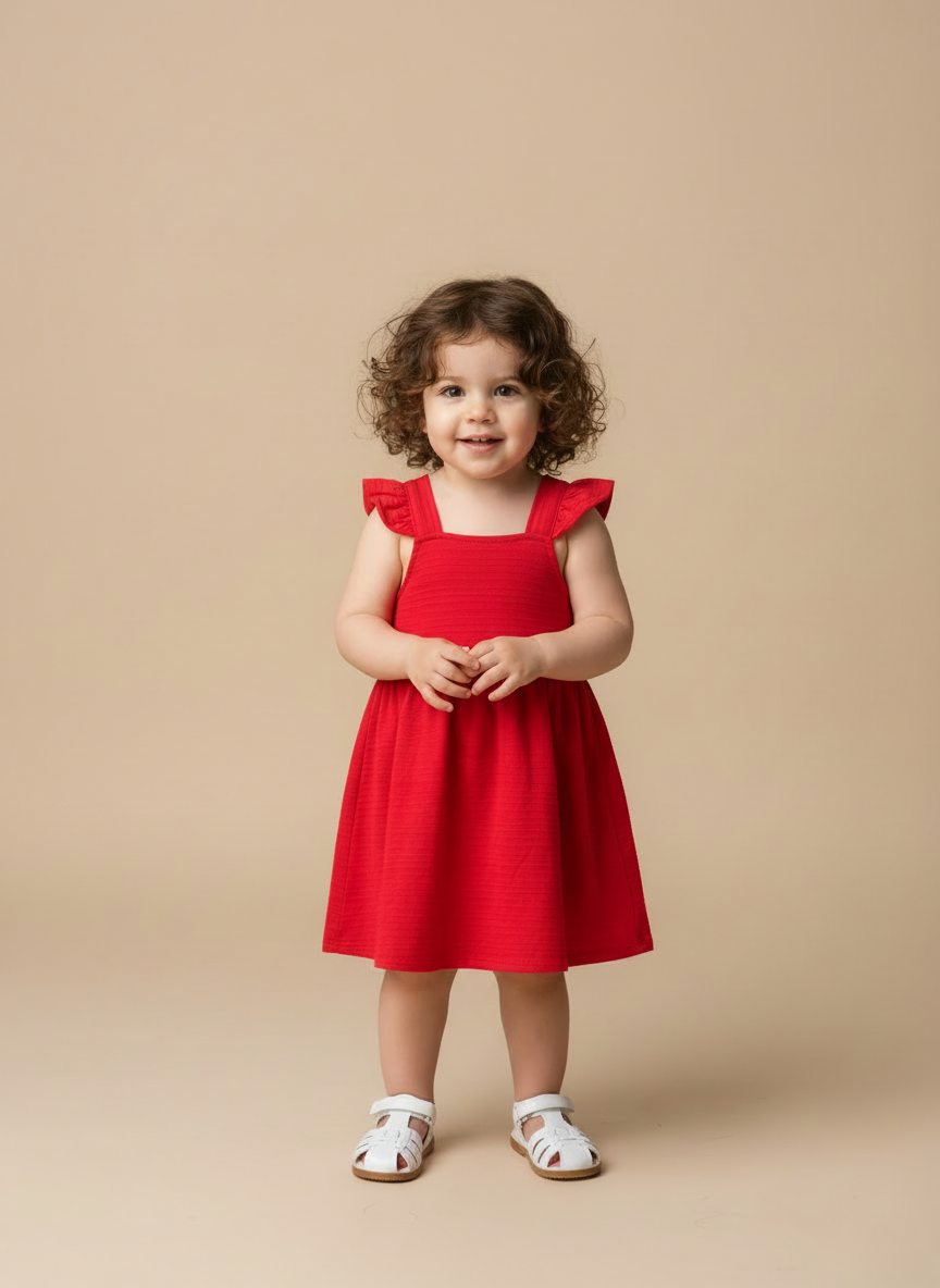 Vestido Infantil Natal | Alças com Babados - TAM 3