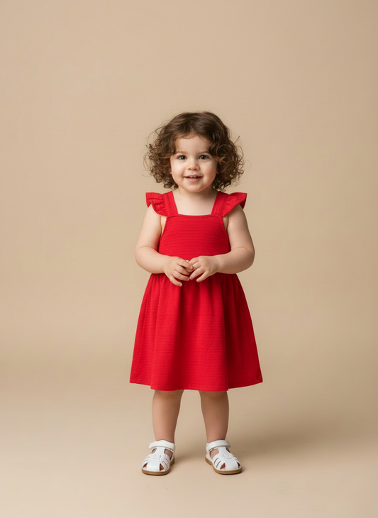 Vestido Infantil Natal | Alças com Babados - TAM 3