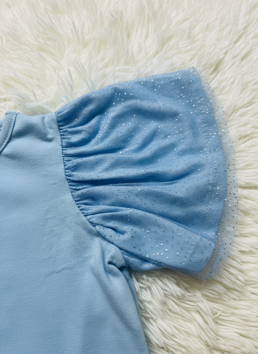 Blusa Alphabeto Brilho | Manga Bufante 100% Algodão