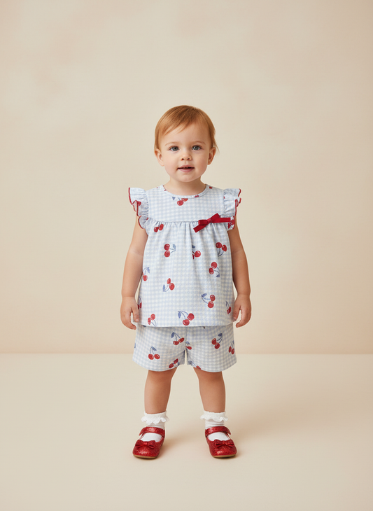 Conjunto Infantil Lollix | Cereja Xadrez de Babados e Poá