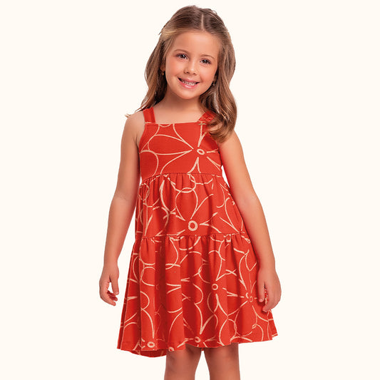 Vestido Infantil Natal Vermelho Dourado | Glitter e Pingente