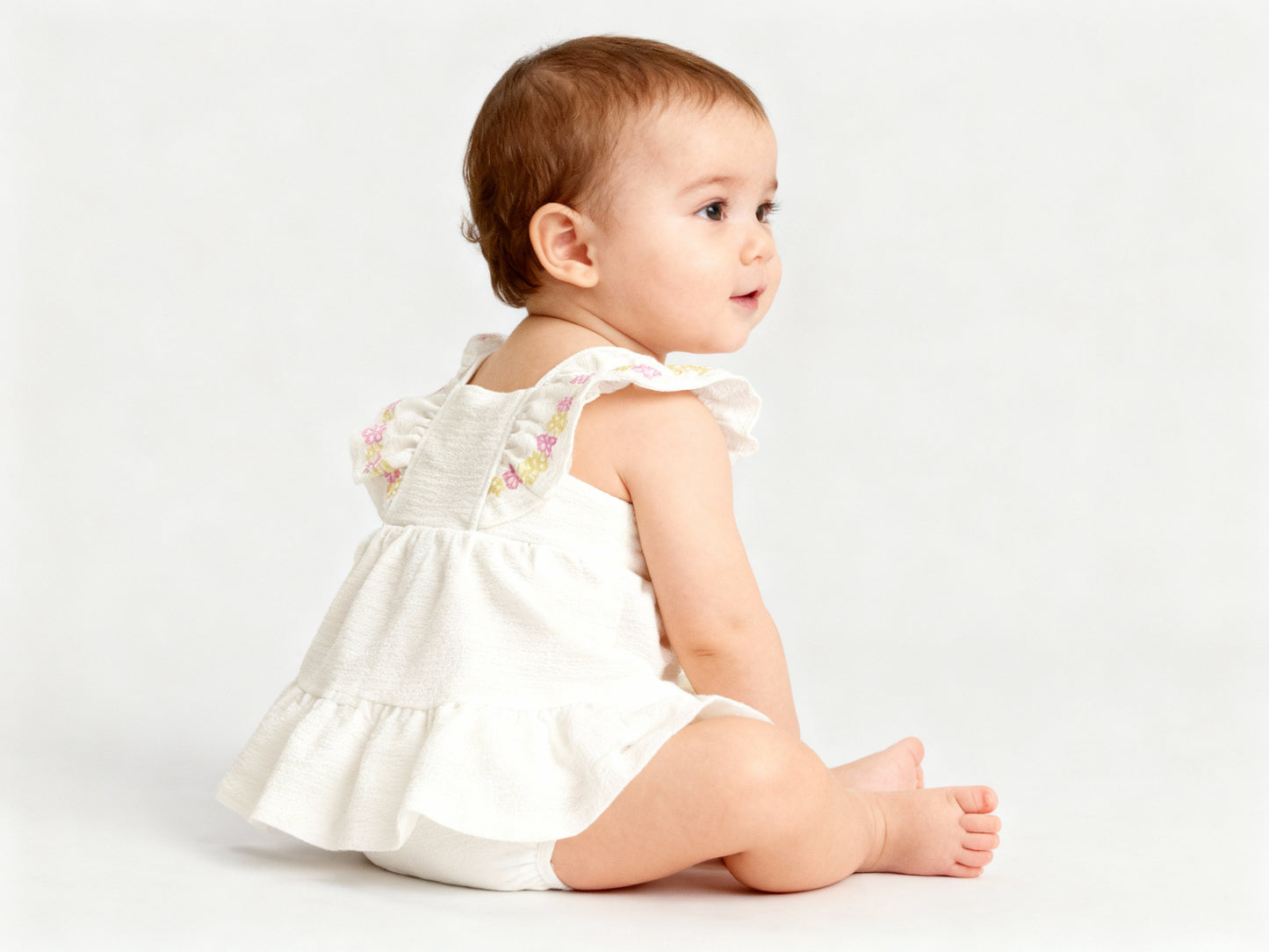 Body Manga Curta Reveillon | Malha Florence Marfim c/ Babado