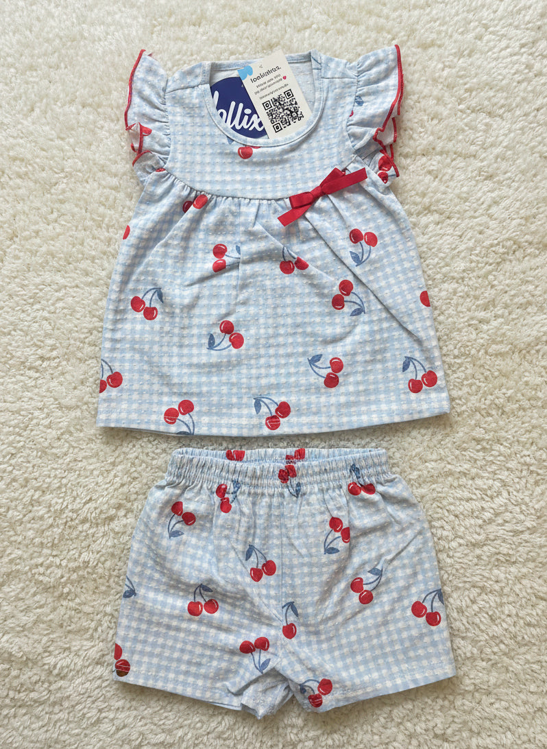 Conjunto Infantil Lollix | Cereja Xadrez de Babados e Poá