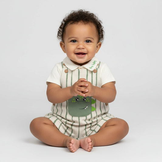 Conjunto Body e Macacão Curto Dino | Bolso e Sensorial