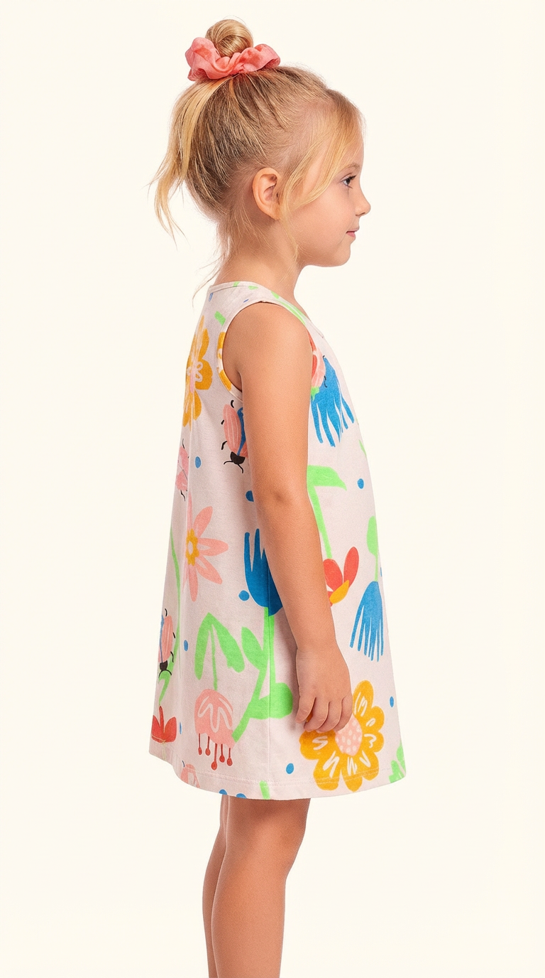 Vestido Infantil  Jardim Baunilha | Algodão Meia Malha