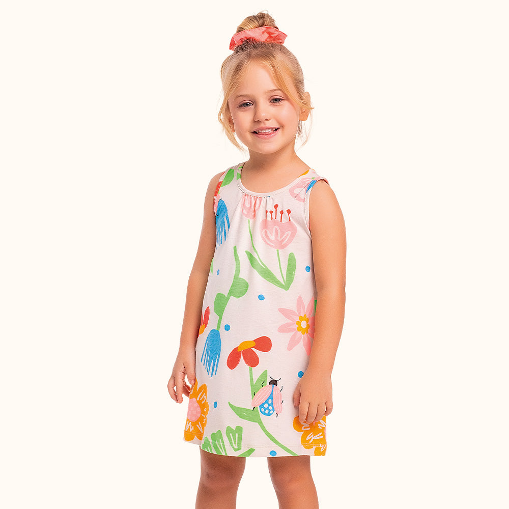 Vestido Infantil  Jardim Baunilha | Algodão Meia Malha