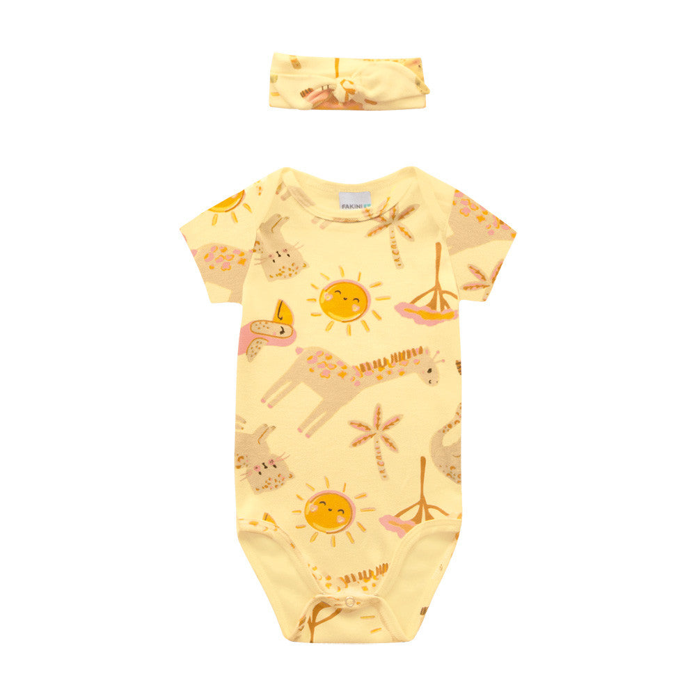 Conjunto Bebê Menina Safari | Body e Faixa de Cabelo Safari
